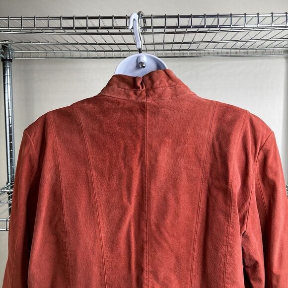 Chico's Women's Red Suede Leather Jacket Size 2 Large Western Boho Hippie Eyelet - Picture 10 of 11
